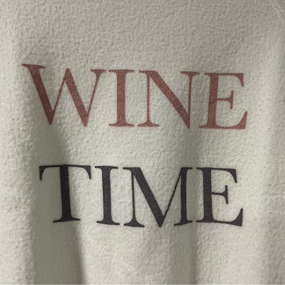 Z Supply Wine Time Cream Long Sleeve Sweatshirt Size Small - Picture 2 of 4
